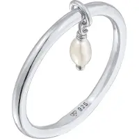 Elli Perlenring "Ring Bandring Stapelring Perle Basic 925 Ring" Gr. 52, silber, Fingerringe, Damen, 52, Silber 925 (Sterlingsilber), Perlenring