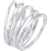 Elli Ring-Set "Ring Stapelringe Stacking Bandringe 5er Set 925 Silber" Gr. 54, silber, Fingerringe, Damen, 54, ohne Stein, Silber 925 (Sterlingsilber), 2mm, Ring-Set