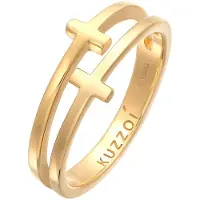 KUZZOI Silberring "Ring Herren Kreuz Double 925 Silber" Gr. 64, gold, Fingerringe, Herren, 64, Silber 925 (Sterlingsilber), Silberring