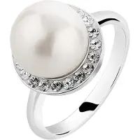 Nenalina Perlenring "Ring Muschelkern-Perle Kristalle 925 Silber" Gr. 58, silber, Fingerringe, Damen, 58, ohne Stein, Silber 925 (Sterlingsilber), Perlenring