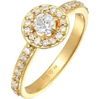 Elli Verlobungsring "Ring Zirkonia Klassik Verlobung 925 Silber" Gr. 52, gold, Fingerringe, Damen, 52, Silber 925 (Sterlingsilber), Verlobungsring