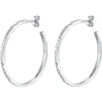 Elli Paar Ohrstecker "Ohrringe Creolen Stecker Gehämmert Organic Look 925 Silber" Gr. 32, silber, Ohrringe, Damen, 32, ohne Stein, Silber 925 (Sterlingsilber), Paar Ohrstecker