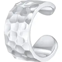 KUZZOI Paar Ohrklemmen "Ohrringe Earcuff Breit Gehämmert Modern 925 Silber" Gr. 12, silber, Ohrringe, Damen, 12, Silber 925 (Sterlingsilber), Paar Ohrklemmen