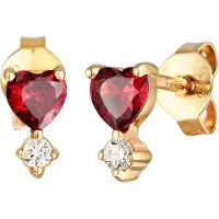 Elli Paar Ohrstecker "Ohrringe Herz Zirkonia Romantik 925 Silber vergoldet" Gr. 7, gold, Ohrringe, Damen, 7, Silber 925 (Sterlingsilber), Paar Ohrstecker