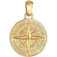 KUZZOI Medallionanhänger "Anhänger Kompass Cool Massiv 925 Silber" Gr. 30, gold, Schmuckanhänger, Herren, Silber 925 (Sterlingsilber), Medallionanhänger