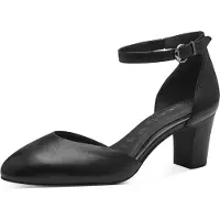 Tamaris Damen Pumps Leder Fesselriemen stoßdämpfender Blockabsatz 1-22401-42, Größe:38 EU, Farbe:Schwarz