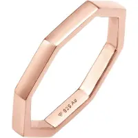Elli Silberring "Ring Pinky Ring Achteckform Mini Ring 925 Silber" Gr. 52, rosa (rosegold), Fingerringe, Damen, 52, Silber 925 (Sterlingsilber), Silberring