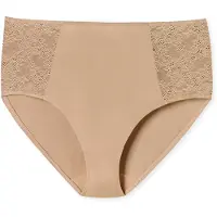 Schiesser Midislip "Air", Damen, Gr. 48, beige (411, maple), Microfaser, Obermaterial: 85% Polyamid, 15% Elasthan, unifarben, eng, Unterhosen Midislip, mit transparenten Spitzen-Einsätzen