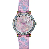 GUESS Quarzuhr "LOTUS", rosa (rosa, hellblau), Armbanduhren, Damen, Quarzuhr, Armbanduhr, Damenuhr