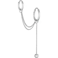 Elli Paar Creolen "Ohrringe Ear Chain Creolen Kristall Modern 925 Silber" Gr. 5, silber, Ohrringe, Damen, 5,mit Stein, Silber 925 (Sterlingsilber), Paar Creolen