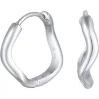Elli Paar Creolen "Ohrringe Creolen Wellen Wave Design 925 Silber vergoldet" Gr. 16, silber, Ohrringe, Damen, 16, ohne Stein, Silber 925 (Sterlingsilber), Paar Creolen