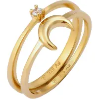 Elli Ring-Set "Ring Set Astro Mond Zirkonia Weiß 925 Sterling Silber vergoldet (2 tlg.)" Gr. 56, gold, Fingerringe, Damen, 56, Silber 925 (Sterlingsilber), Ring-Set