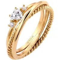 Elli Ring-Set "Ring Ringset Herz Zirkonia Weiß 925 Sterling Silber" Gr. 54, gold, Fingerringe, Damen, 54, Silber 925 (Sterlingsilber), Ring-Set
