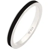 Elli Silberring "Ring Stapelring Basic Emaille 925 Silber" Gr. 54, schwarz, Fingerringe, Damen, 54, Silber 925 (Sterlingsilber), Silberring