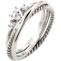 Elli Ring-Set "Ring Ringset Herz Zirkonia Weiß 925 Sterling Silber" Gr. 54, silber, Fingerringe, Damen, 54, Silber 925 (Sterlingsilber), Ring-Set
