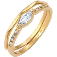 Elli Ring-Set "Ring Set Weiß 925 Sterling Silber, mit Kristallen von Swarovski" Gr. 56, gold, Fingerringe, Damen, 56, Silber 925 (Sterlingsilber), Ring-Set
