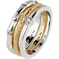 Elli Ring-Set "Ring Ringset Weiß (3 tlg.) 925 Sterling Silber, mit Kristallen von Swarovski" Gr. 54, bunt, Fingerringe, Damen, 54, Silber 925 (Sterlingsilber), Ring-Set