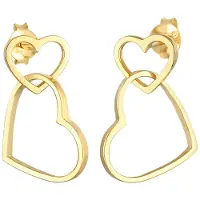 Elli Paar Ohrstecker "Ohrringe Ohrhänger Stecker Herz Liebe 925 Silber" Gr. 15, gold, Ohrringe, Damen, 15, Silber 925 (Sterlingsilber), Paar Ohrstecker