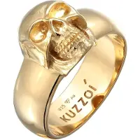 KUZZOI Siegelring "Ring Herren Siegelring Totenkopf 925er Silber" Gr. 62, gold, Fingerringe, Herren, 62, ohne Stein, Silber 925 (Sterlingsilber), 10mm, Siegelring