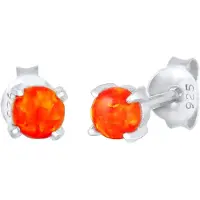 Elli Paar Ohrstecker "Ohrringe Stecker Opal Rund Synthetisch 925 Silber" Gr. 4,5, orange, Ohrringe, Damen, 4,5,mit Stein, Silber 925 (Sterlingsilber), Paar Ohrstecker