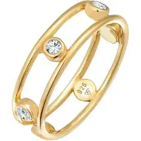 Elli Silberring "Ring Glamouröse Elegant 925 Silber, mit Kristallen von Swarovski" Gr. 56, gold, Fingerringe, Damen, 56, Silber 925 (Sterlingsilber), Silberring