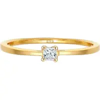 Elli DIAMONDS Ringe - Ring Prinzessschliff Diamant (0.1 ct) 585 Gelbgold - Gr. 54 MM - in Gelbgold - für Damen