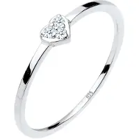 Elli DIAMONDS Ringe - Ring Herz Symbol Diamant 0.04 ct. 925er Sterling S - Gr. 54 MM - in Silber - für Damen