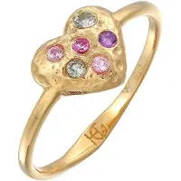 Haze&Glory Silberring "Ring Heart Turmalin Saphire Alexandrit 375 Gelbgold" Gr. 56, gold, Fingerringe, Damen, 56, Gelbgold 375, Silberring