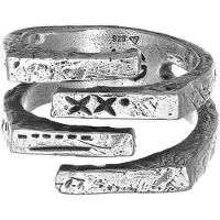 Haze&Glory Ringe - Ring Siegelring - Quadro 925 Silber - Gr. 64 MM - in Silber - für Damen