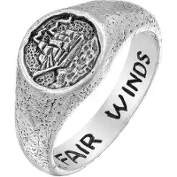 Haze&Glory Ringe - Ring Siegelring Fair Winds 925 Silber - Gr. 64 MM - in Schwarz - für Damen