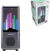 Dunlop Bluetooth Lautsprecher mit Licht – 9 LEDs – 1200 mAh – 218 x 95 x 93 mm – Schwarz