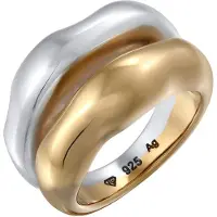 Elli Ring - Ring Bandring 925 Sterling Silber vergoldet - Gr. 58 MM - in Bunt - für Damen