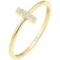 Elli DIAMONDS Ringe - Ring Kreuz Symbol Geo Diamant (0.025 ct.) 375 Gelb - Gr. 56 MM - in Gold - für Damen