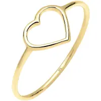 Elli Silberring PREMIUM "Ring Herz 375 Gelbgold" Gr. 56, gold, Fingerringe, Damen, 56, Gelbgold 375, Silberring