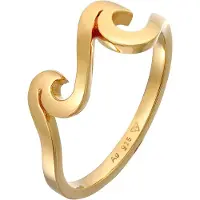 Elli Silberring "Ring Wellen Wave Ozean Maritim 925 Silber" Gr. 52, gold, Fingerringe, Damen, 52, Silber 925 (Sterlingsilber), Silberring