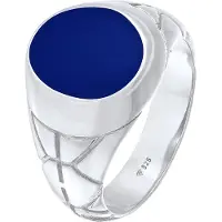 KUZZOI Siegelring "Ring Basic Herren Siegelring Oval Emaille 925er Silber" Gr. 58, silber, Fingerringe, Herren, 58, ohne Stein, Silber 925 (Sterlingsilber), 11mm, Siegelring