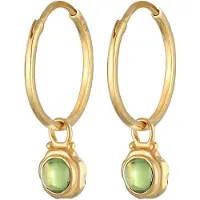 Elli Paar Creolen PREMIUM "Ohrringe Creolen Peridot Anhänger Grün 925 Silber" Gr. 15, gold, Ohrringe, Damen, 15,mit Stein, Silber 925 (Sterlingsilber), Paar Creolen