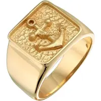 KUZZOI Ring 925 Sterling Silber Anker, Siegelring in Gold | Gr.: 64