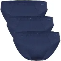 Ammann Herren Slip 3er Pack - Mini Slip Cotton & More, Ton-in-Ton Streifen, Baumwollmischung Dunkelblau / 3XL