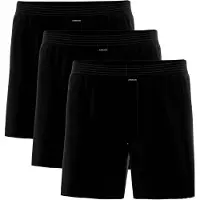 Ammann Herren Boxershorts 3er Pack - Jersey Boxershorts Basic Cotton, lockerer Schnitt, Baumwolle Schwarz / M