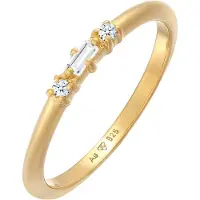 Elli DIAMONDS Silberring "Ring Verlobungsring Diamant (0.03 ct.) Rechteck 925 Silber" Gr. 54, gold, Fingerringe, Damen, 54, Silber 925 (Sterlingsilber), Silberring