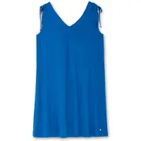 Sheego Jerseykleid "Jerseykleid", Damen, Gr. 58, Normalgrößen, blau (kobaltblau), 95% Viskose, 5% Elasthan, unifarben, kurz, V-Ausschnitt, Kleider Jerseykleid