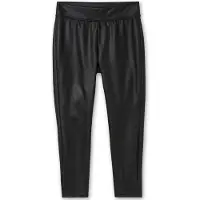 Sheego Leggings "Leggings Leggings in Schimmer-Leder-Optik", Damen, Gr. 48, N-Gr, schwarz, Sportlich, Hosen Leggings, aus leicht glänzendem Lederimitat