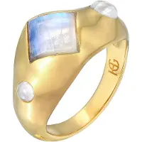Haze&Glory Silberring "Ring Mondstein Rosa Quarz Cocktailring 925 Silber" Gr. 54, gold, Fingerringe, Damen, 54, Silber 925 (Sterlingsilber), Silberring
