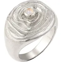 Haze&Glory Silberring "Ring Kreis Mondstein Weiß 925 Sterling Silber" Gr. 54, silber, Fingerringe, Damen, 54, Silber 925 (Sterlingsilber), Silberring