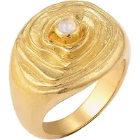Haze&Glory Silberring "Ring Kreis Mondstein Weiß 925 Sterling Silber" Gr. 54, gold, Fingerringe, Damen, 54, Silber 925 (Sterlingsilber), Silberring