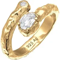 Haze&Glory Silberring "Ring Topas Weiß 925 Sterling Silber" Gr. 54, gold, Fingerringe, Damen, 54, Silber 925 (Sterlingsilber), Silberring