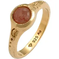 Haze&Glory Silberring "Ring Siegelring Sonnenstein Orange 925 Sterling Silber - De La Ray" Gr. 58, gold, Fingerringe, Damen, 58, Silber 925 (Sterlingsilber), Silberring