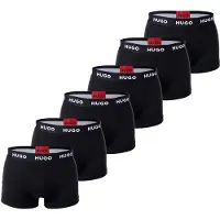 HUGO Herren Boxer Shorts, 6er Pack - Trunks Six Pack, Logo, Cotton Stretch Schwarz / XL