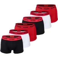 HUGO Boxershorts "Boxershort 6er Pack", Herren, Gr. XXL, bunt (schwarz, weiß, rot), Obermaterial: 95% Baumwolle CO. 5% Elasthan EL., Unterhosen Boxershorts